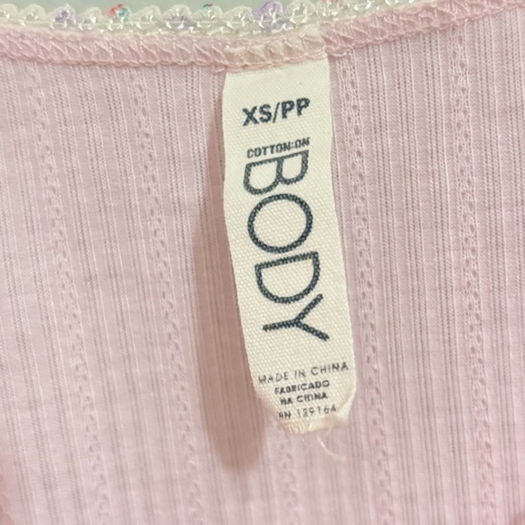 Cotton On Body Cropped Pointelle Baby Pink Cami w Strawberry Print Straps - Picture 5 of 10